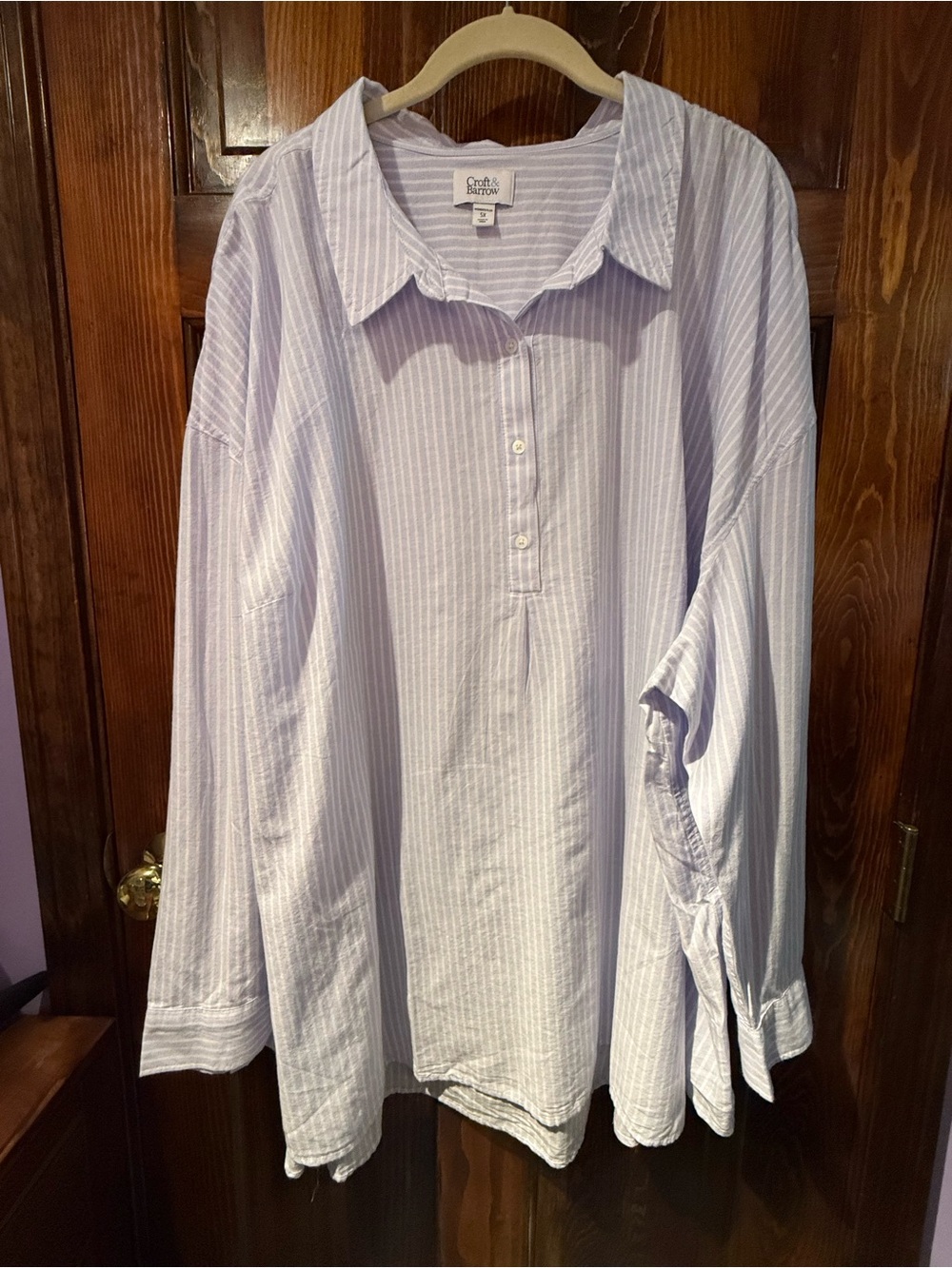 croft & barrow Light Blue and White Striped Women's Button Down Shirt